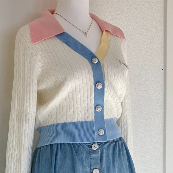 MacyMccoy Color Blocked V-Neck Knit Cardigan Size S - Picture 7 of 10